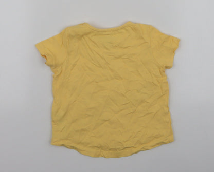 F&F Boys Yellow  Cotton Jersey T-Shirt Size 9-12 Months Round Neck Snap - I love my mummy