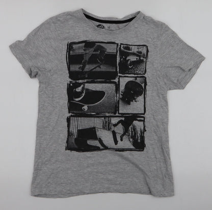 Yo Boys Grey  Cotton Jersey T-Shirt Size 12 Years Round Neck Pullover