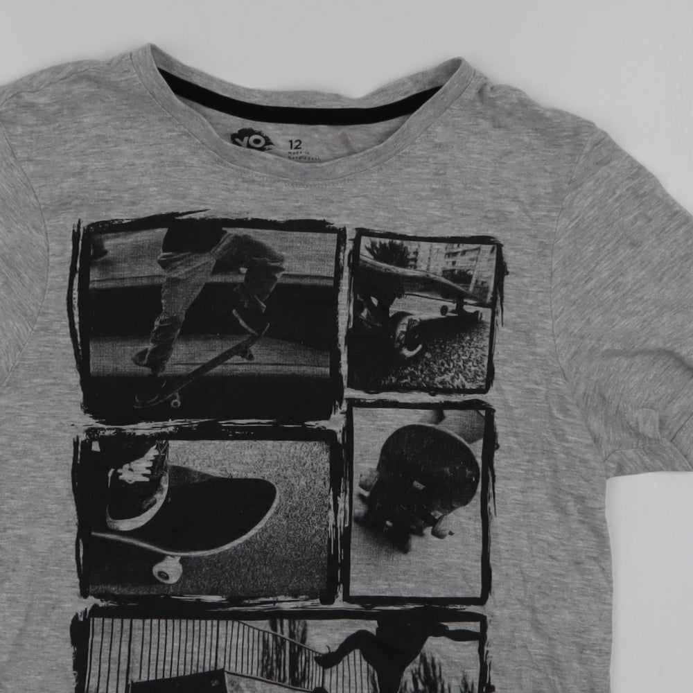 Yo Boys Grey  Cotton Jersey T-Shirt Size 12 Years Round Neck Pullover