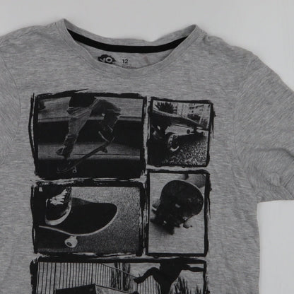 Yo Boys Grey  Cotton Jersey T-Shirt Size 12 Years Round Neck Pullover