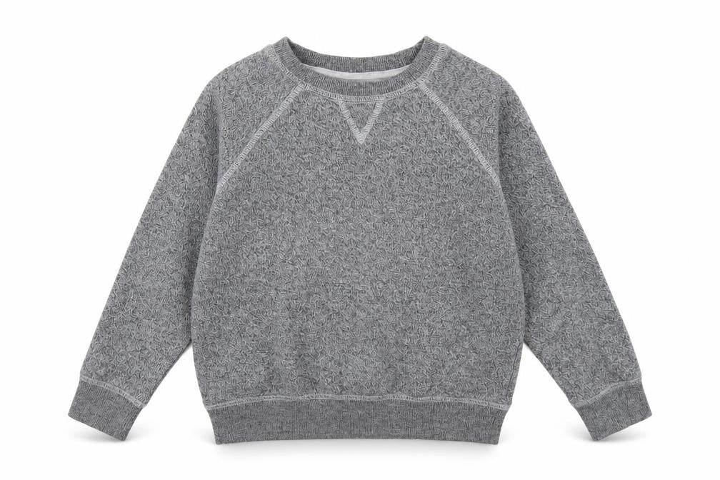 Front view of Next boys’ grey 100% cotton pullover sweatshirt, size 6-7, years pullover