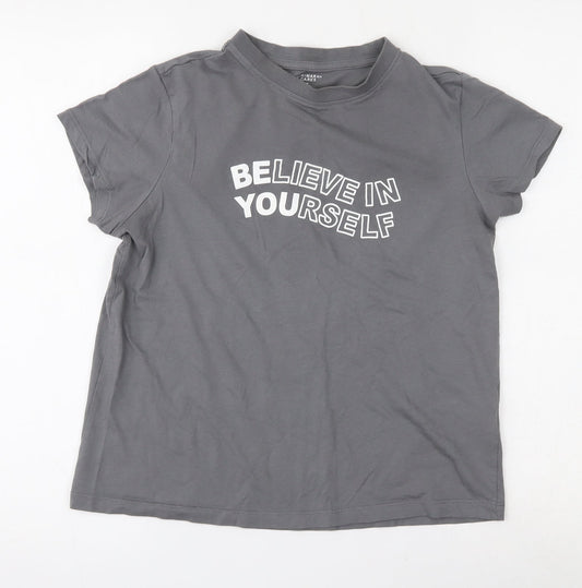 Primark Womens Grey  100% Cotton Jersey T-Shirt Size S Round Neck - Believe in yourself