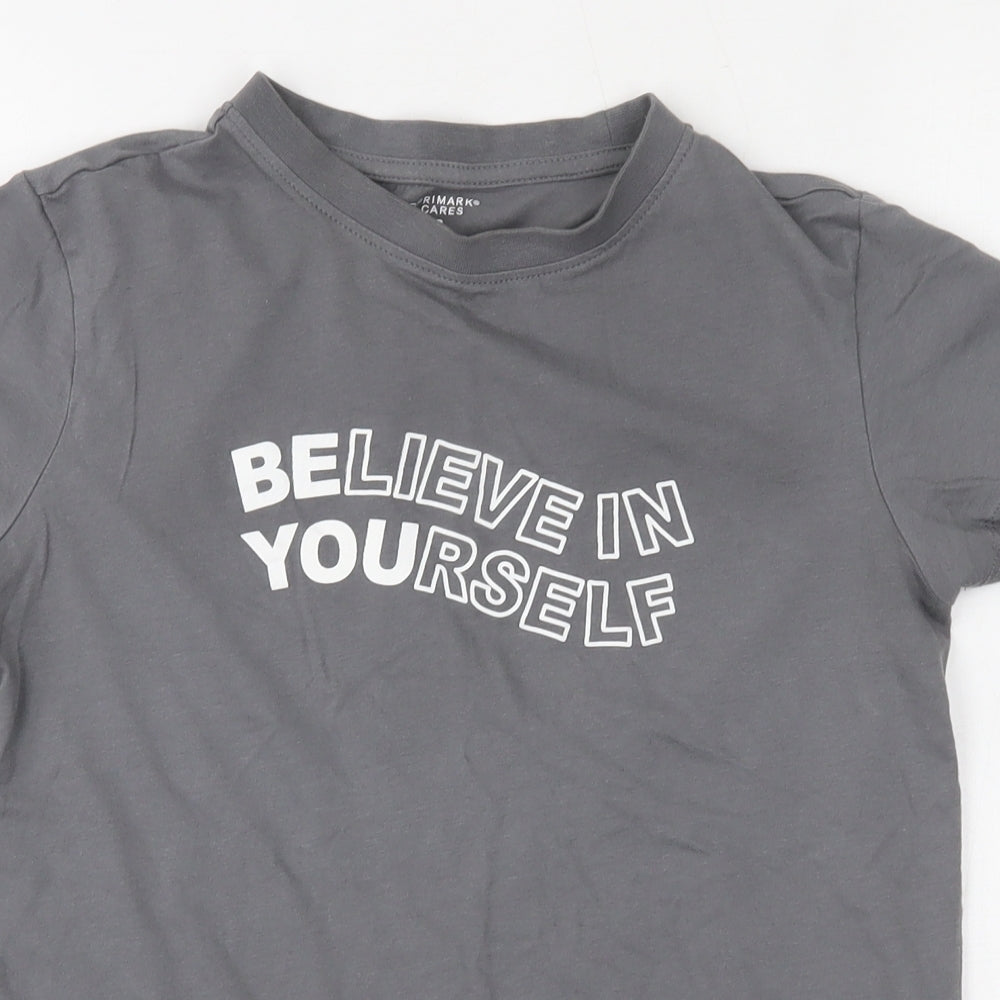 Primark Womens Grey  100% Cotton Jersey T-Shirt Size S Round Neck - Believe in yourself