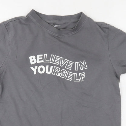 Primark Womens Grey  100% Cotton Jersey T-Shirt Size S Round Neck - Believe in yourself