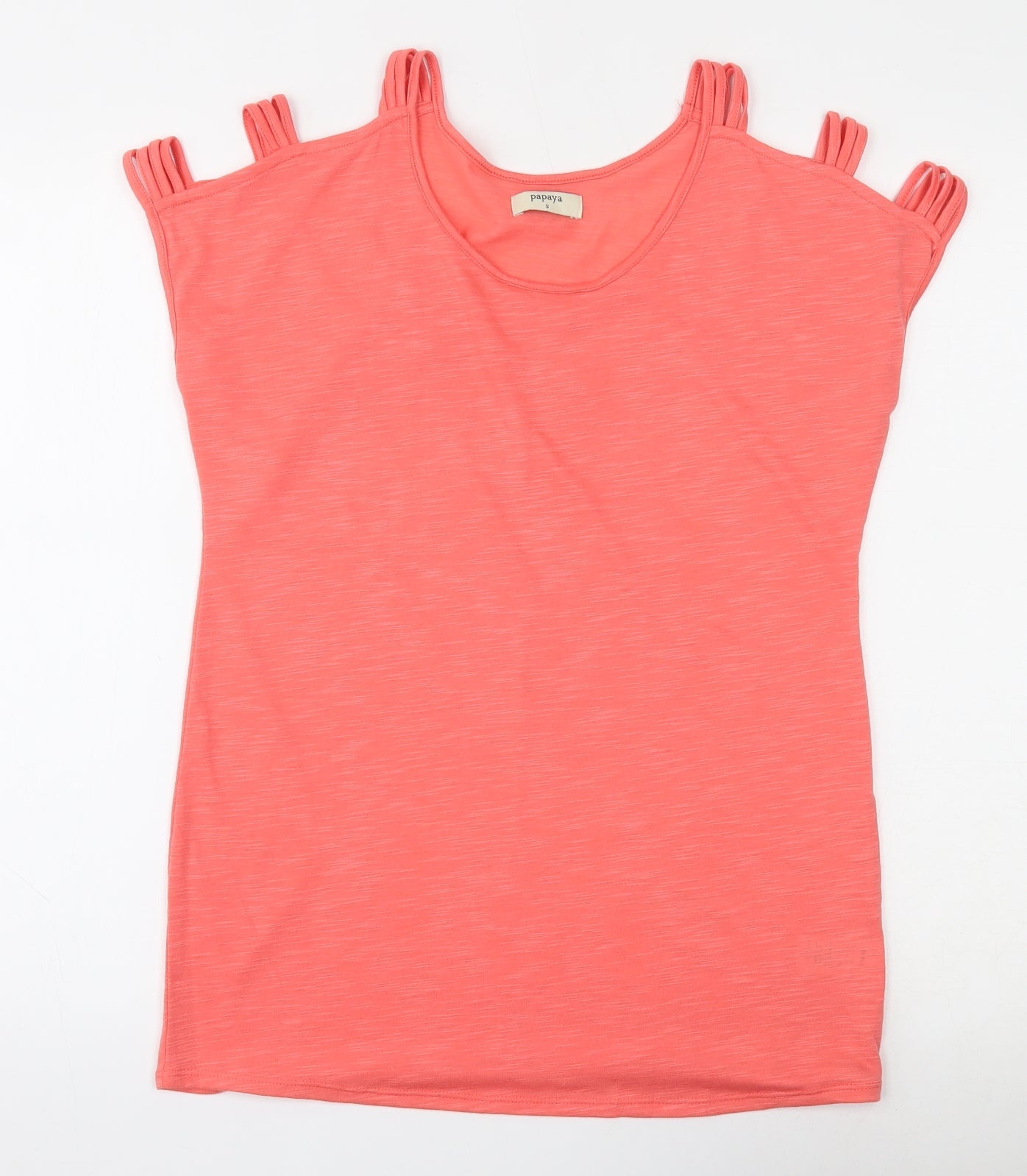 Papaya Womens Pink  Polyester Jersey Blouse Size S Round Neck