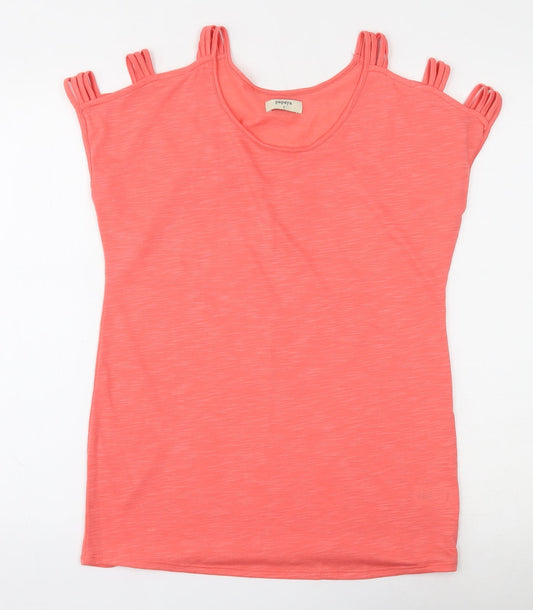 Papaya Womens Pink  Polyester Jersey Blouse Size S Round Neck