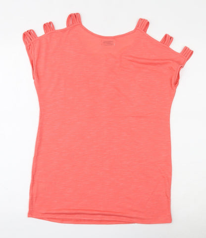 Papaya Womens Pink  Polyester Jersey Blouse Size S Round Neck