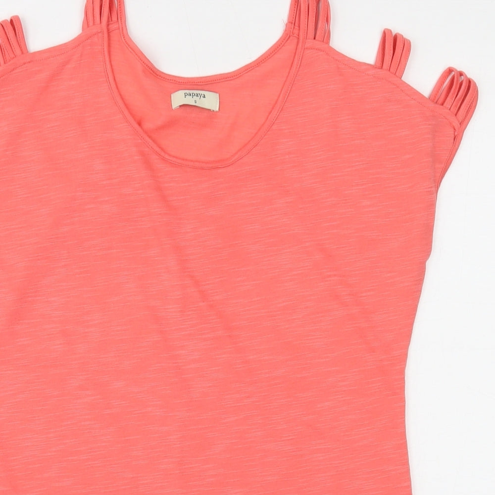 Papaya Womens Pink  Polyester Jersey Blouse Size S Round Neck