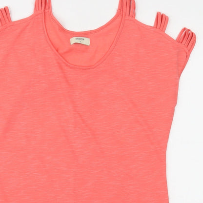 Papaya Womens Pink  Polyester Jersey Blouse Size S Round Neck