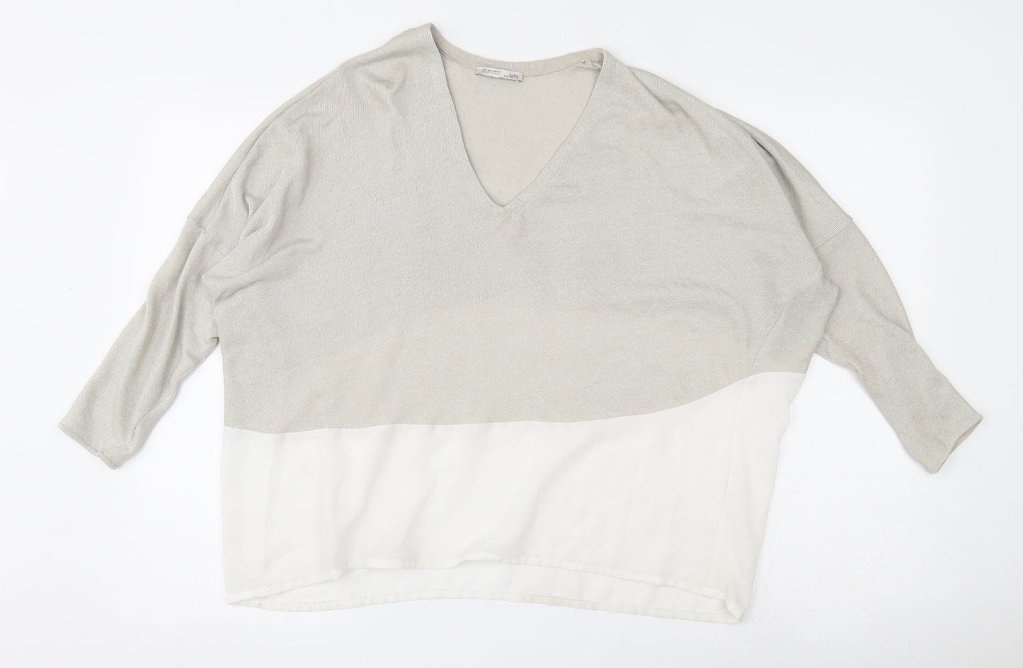 Womens UK Size L Zara Beige Pullover Jumper