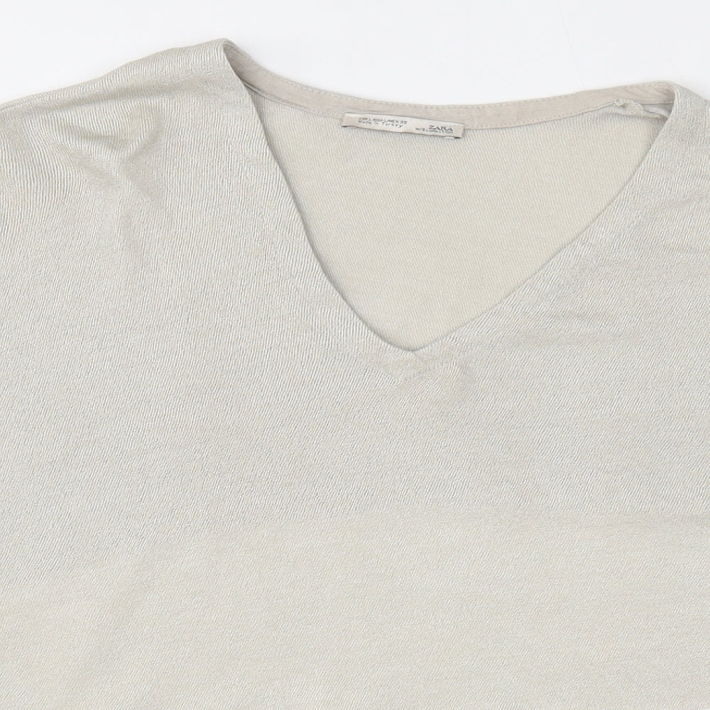 Womens UK Size L Zara Beige Pullover Jumper