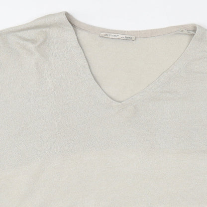 Womens UK Size L Zara Beige Pullover Jumper