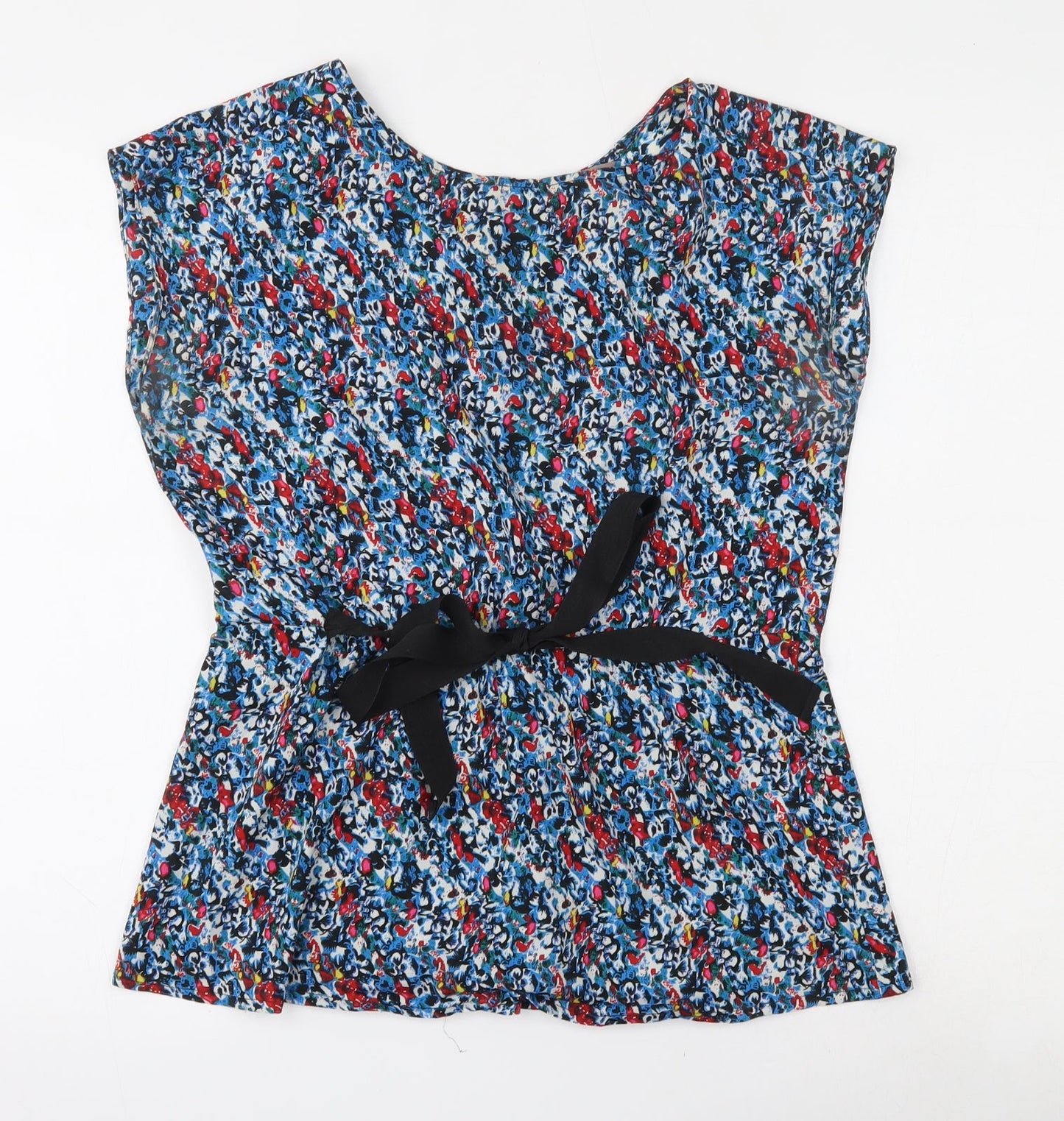 A Wear Womens Multicoloured Geometric Polyester Basic Blouse Size 10 Round Neck