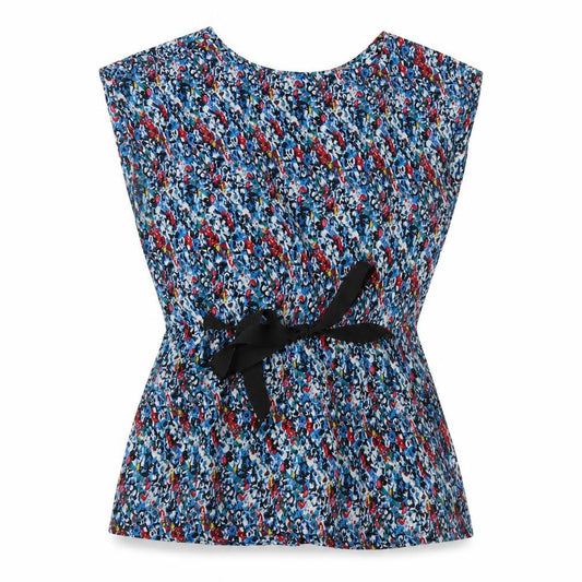 Front view of A Wear women’s multicoloured geometric polyester basic blouse, size UK 10, round neck