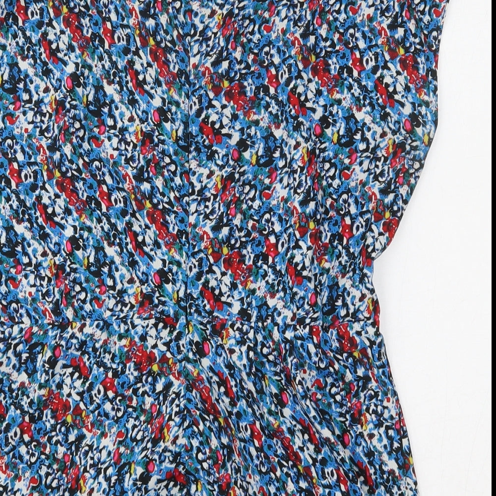 A Wear Womens Multicoloured Geometric Polyester Basic Blouse Size 10 Round Neck