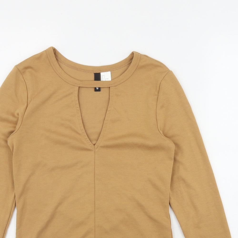 Womens UK Size S H&M Brown Basic T-Shirt