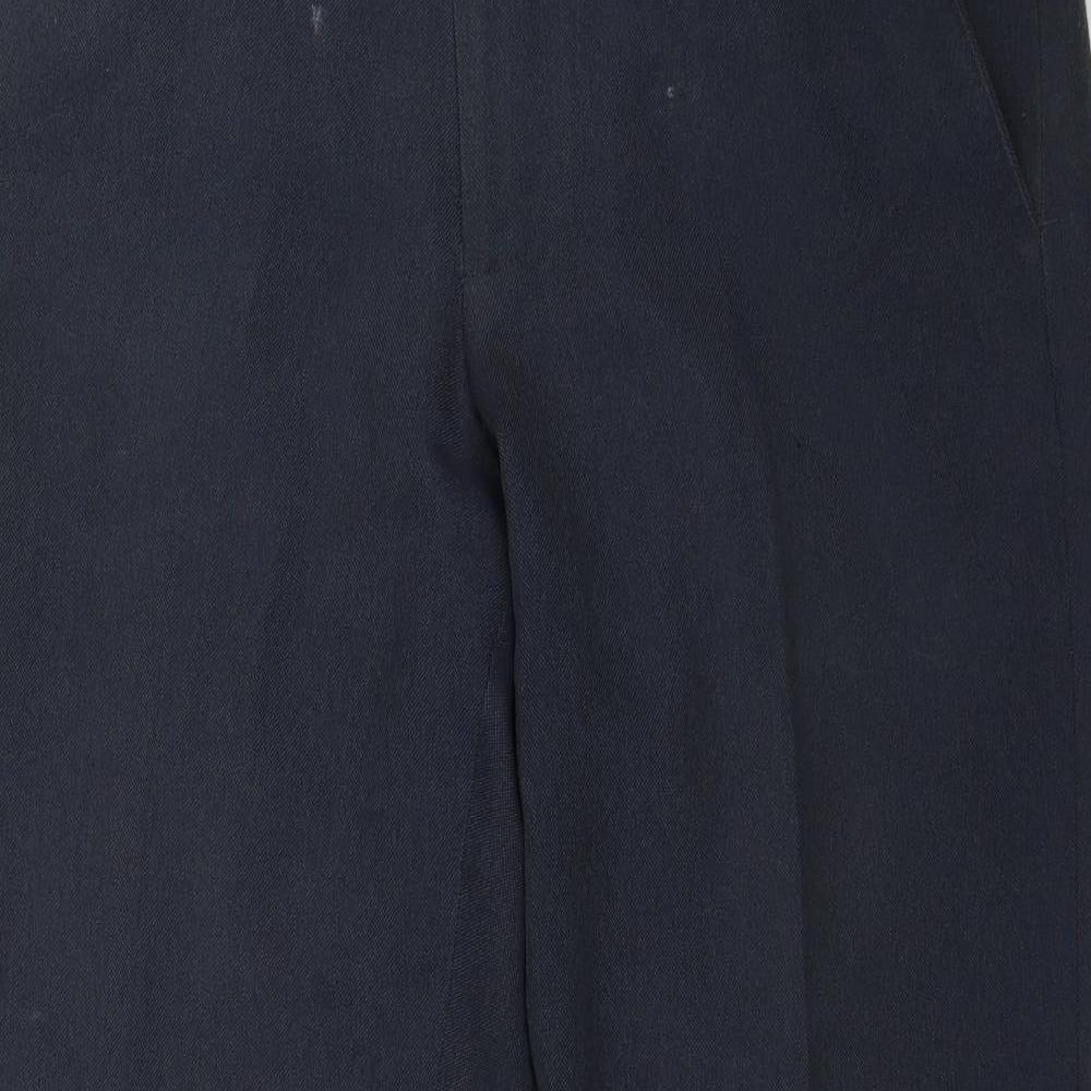 Marks and Spencer Mens Blue  Polyester Trousers  Size 34 in L28 in Regular Zip