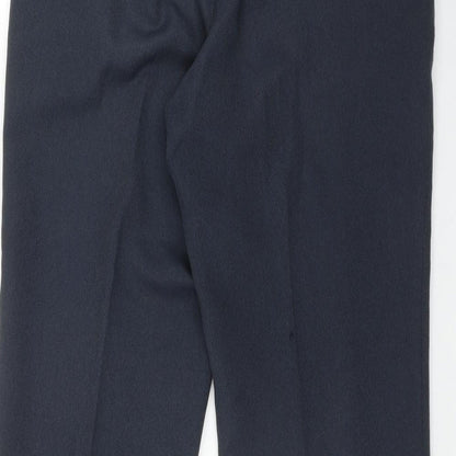 Marks and Spencer Mens Blue  Polyester Trousers  Size 34 in L28 in Regular Zip