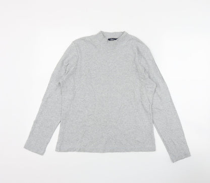 DASH Womens Grey  Cotton Basic T-Shirt Size 12 Mock Neck