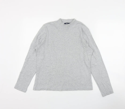 DASH Womens Grey  Cotton Basic T-Shirt Size 12 Mock Neck