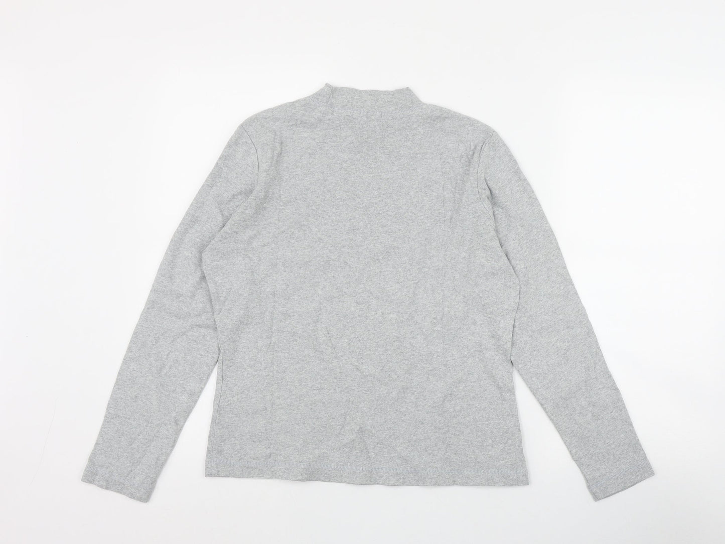 DASH Womens Grey  Cotton Basic T-Shirt Size 12 Mock Neck