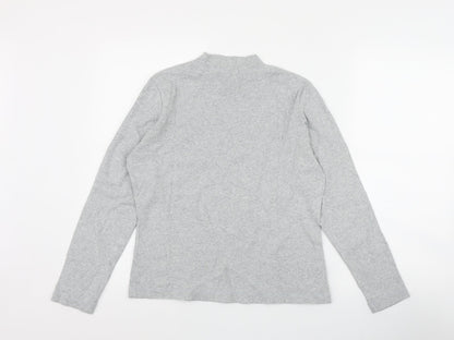 DASH Womens Grey  Cotton Basic T-Shirt Size 12 Mock Neck