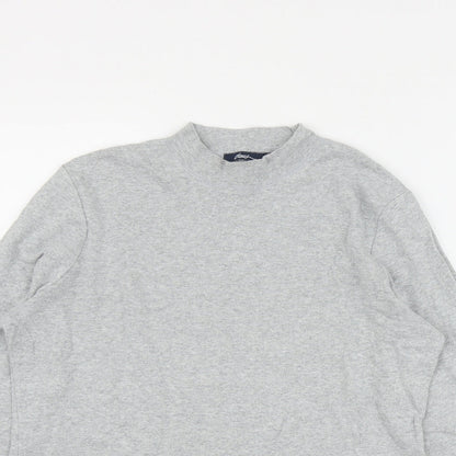 DASH Womens Grey  Cotton Basic T-Shirt Size 12 Mock Neck