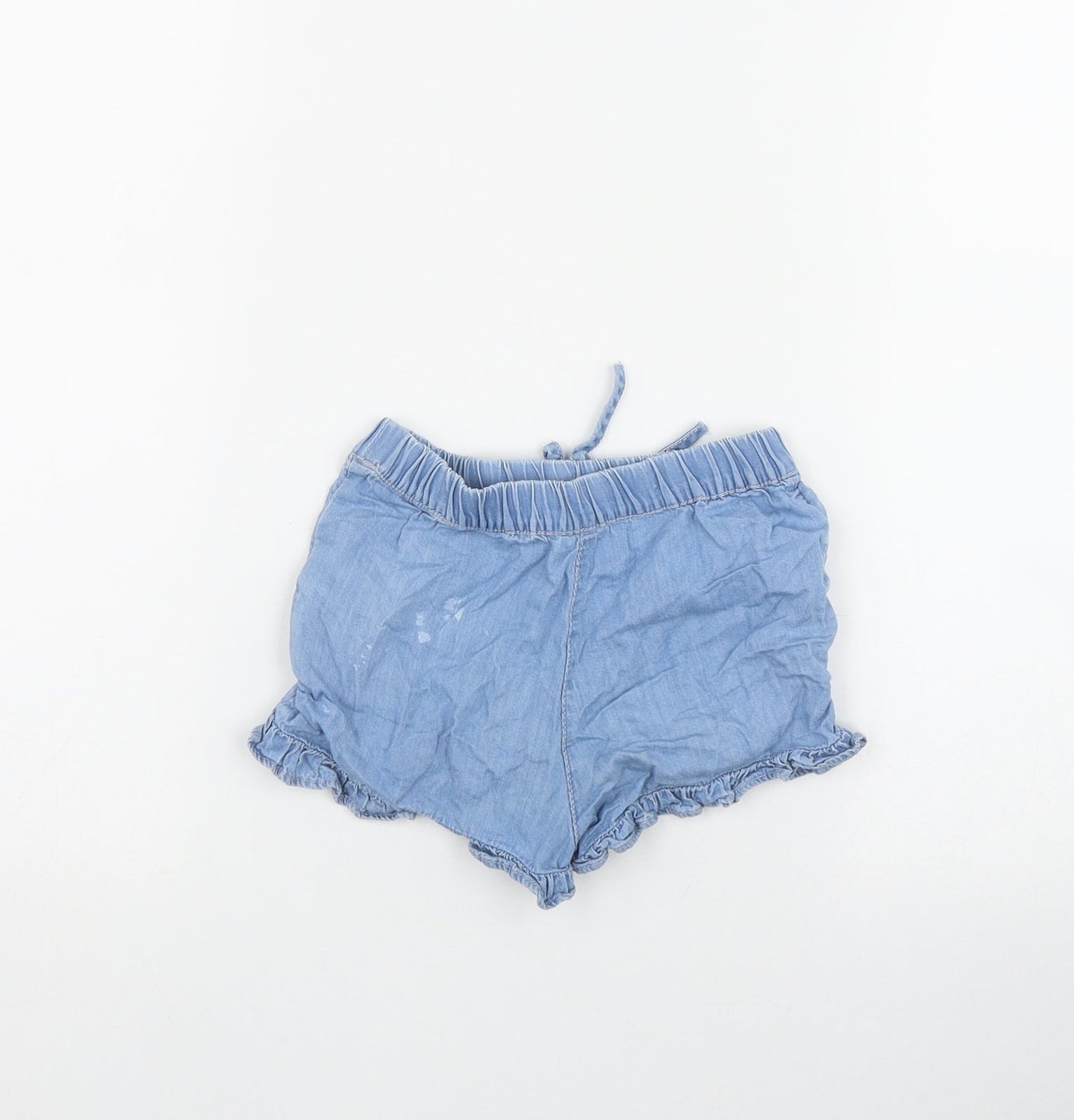 F&F Girls Blue  Cotton Mom Shorts Size 2-3 Years  Regular Drawstring - Embroidered Flowers