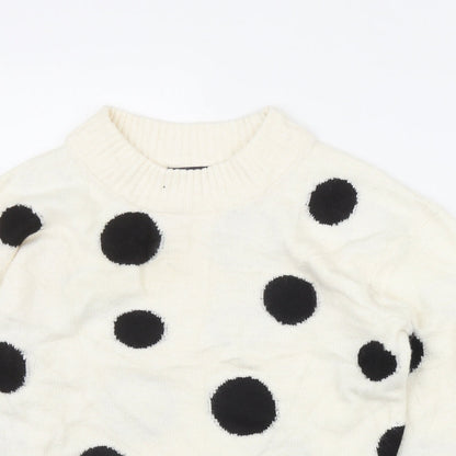 Marks and Spencer Womens Ivory Round Neck Polka Dot Acrylic Pullover Jumper Size XS