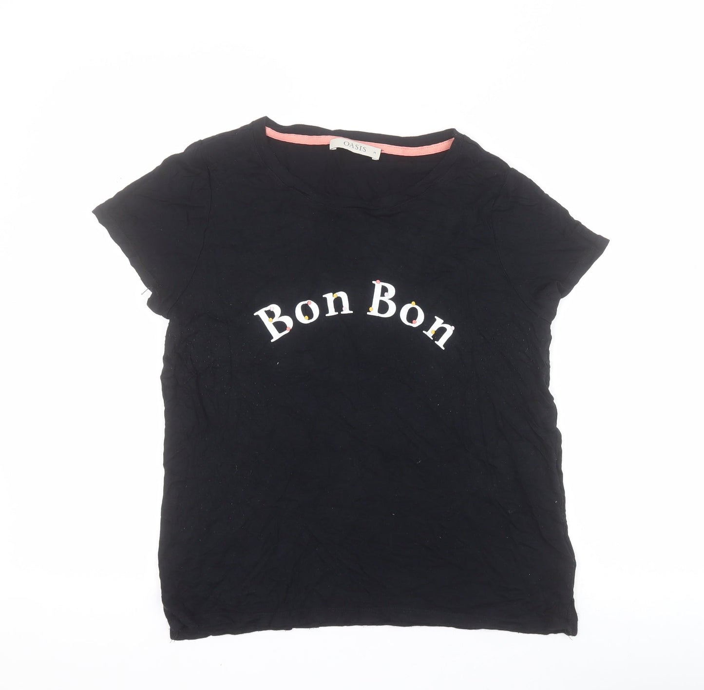 Womens UK Size M Oasis Black Basic T-Shirt