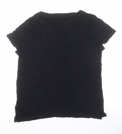 Womens UK Size M Oasis Black Basic T-Shirt