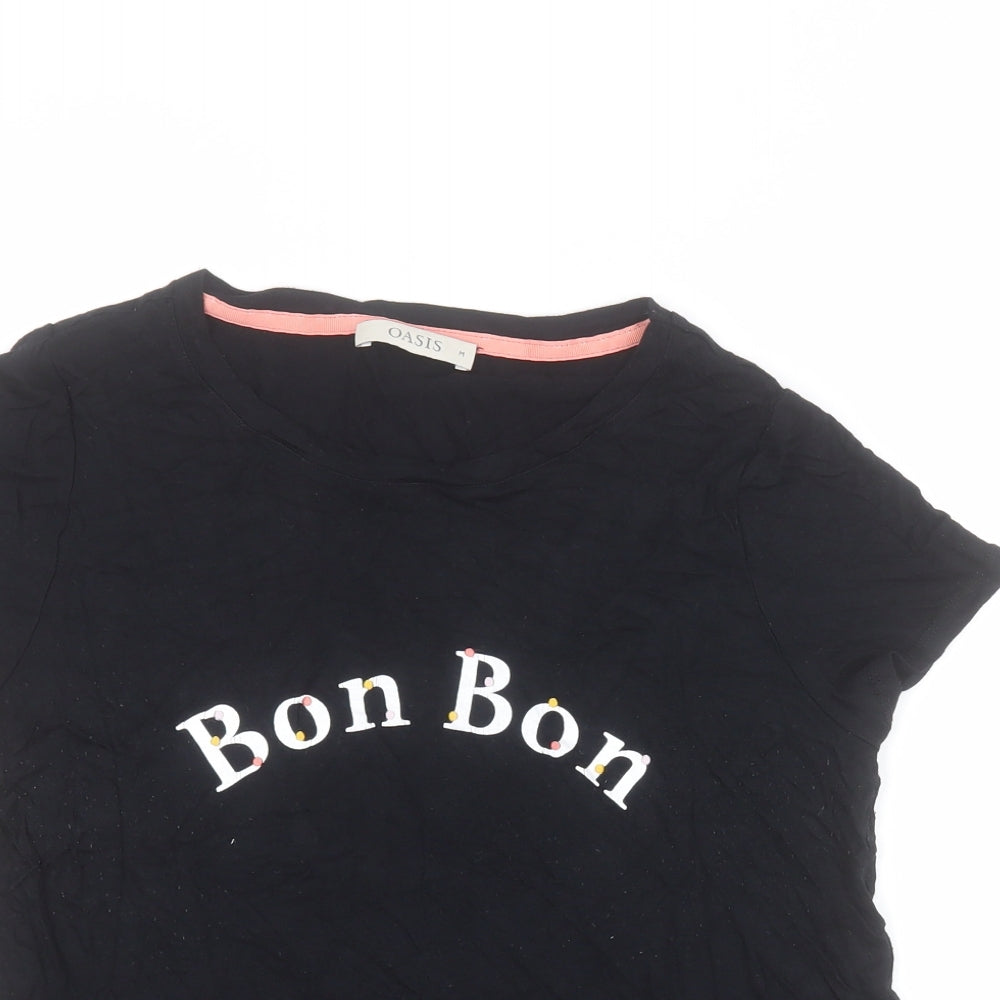 Womens UK Size M Oasis Black Basic T-Shirt