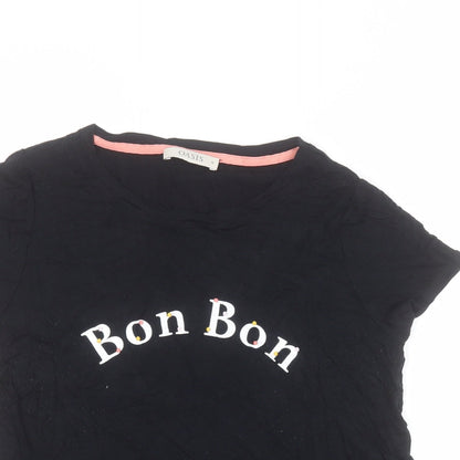 Womens UK Size M Oasis Black Basic T-Shirt