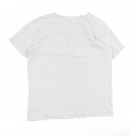Marks and Spencer Womens Grey  100% Cotton Basic T-Shirt Size M Round Neck - Slogan