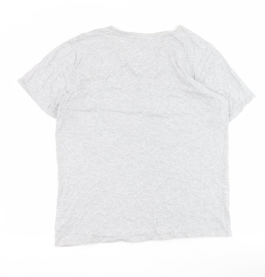 Marks and Spencer Womens Grey  100% Cotton Basic T-Shirt Size M Round Neck - Slogan