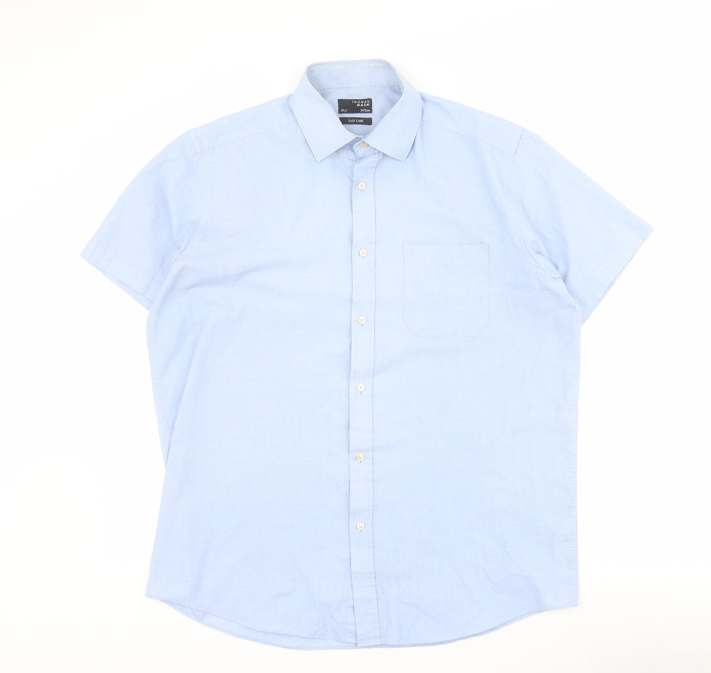 Mens UK Size S Debenhams Blue  Button-Up Short Sleeve Casual Shirt