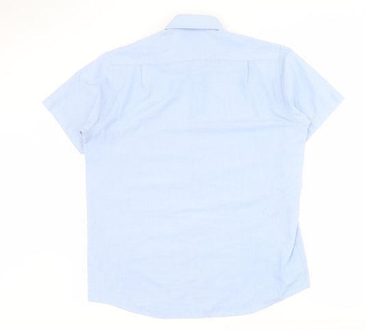 Mens UK Size S Debenhams Blue  Button-Up Short Sleeve Casual Shirt