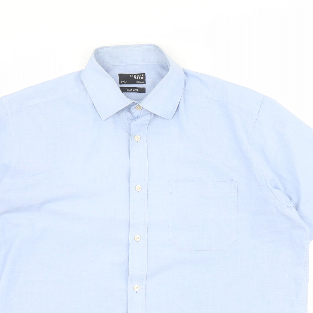 Mens UK Size S Debenhams Blue  Button-Up Short Sleeve Casual Shirt