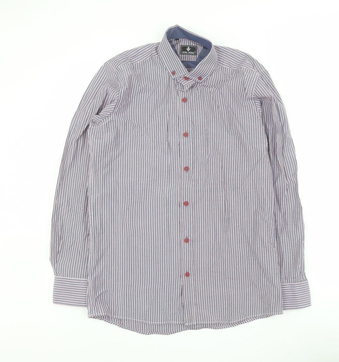 Mens UK Size M Daniel Rosso Blue  Button-Up Long Sleeve Casual Shirt