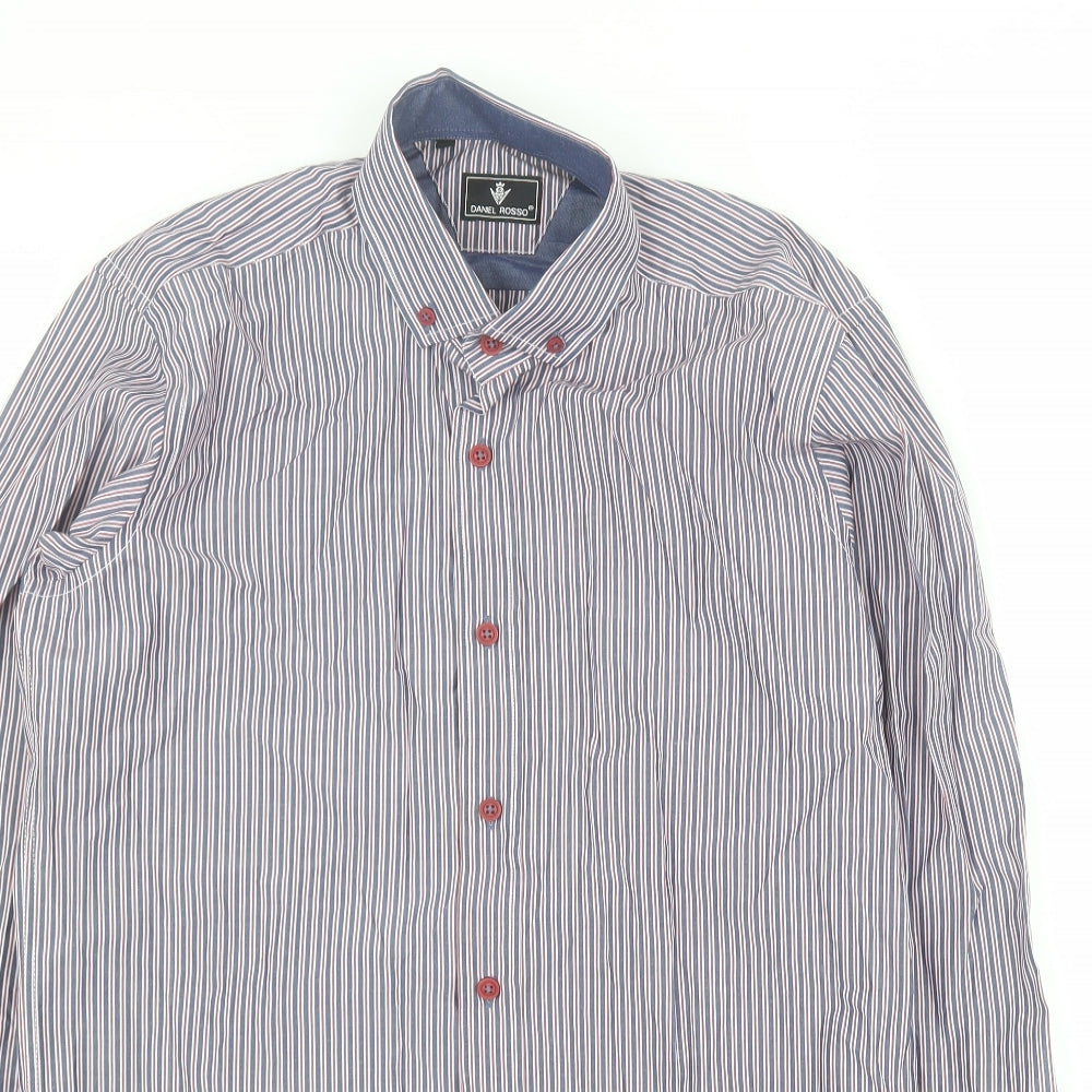 Mens UK Size M Daniel Rosso Blue  Button-Up Long Sleeve Casual Shirt