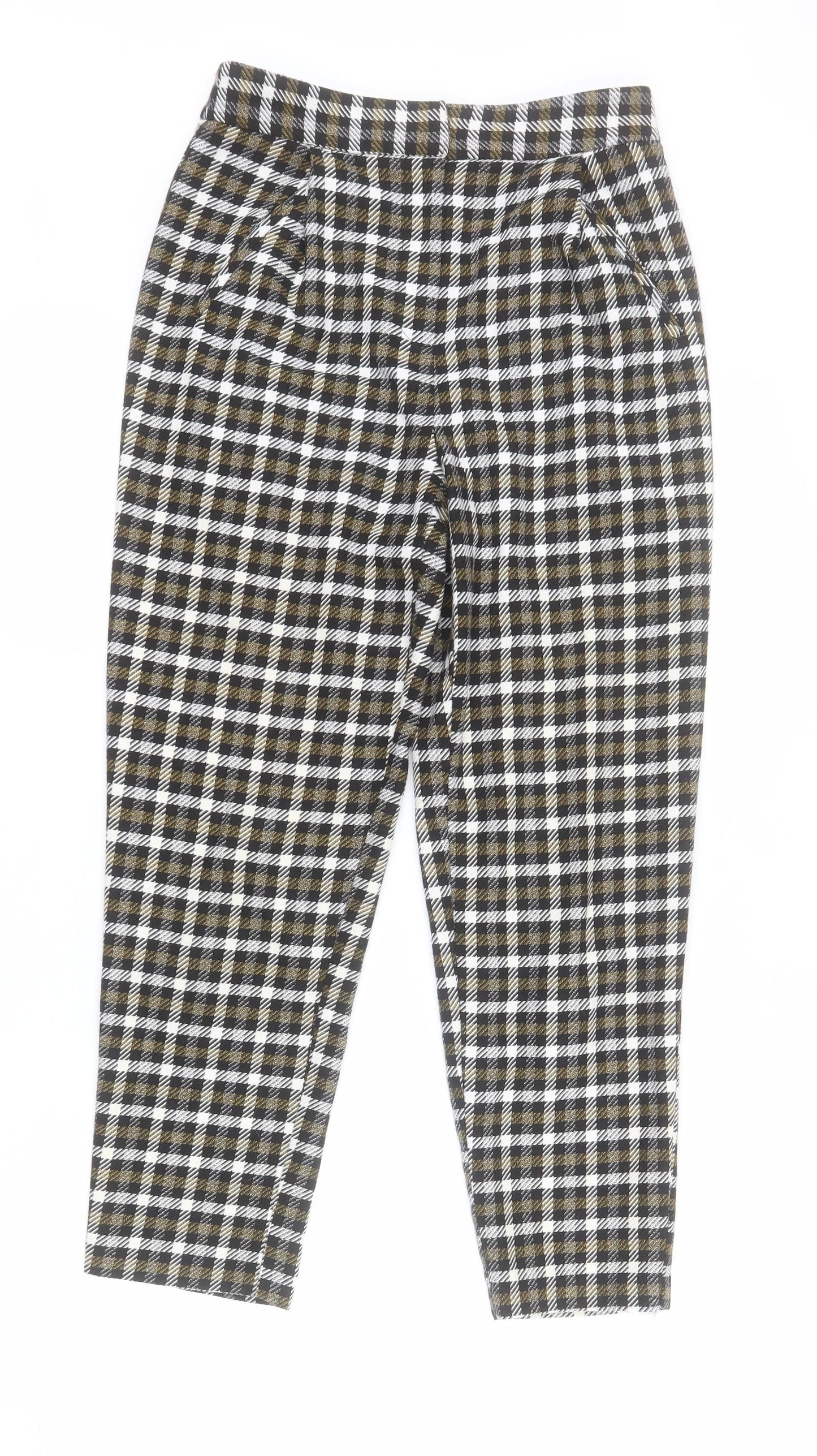 Topshop Womens Multicoloured Plaid Polyester Carrot Trousers Size 6 L25 in Regular Zip