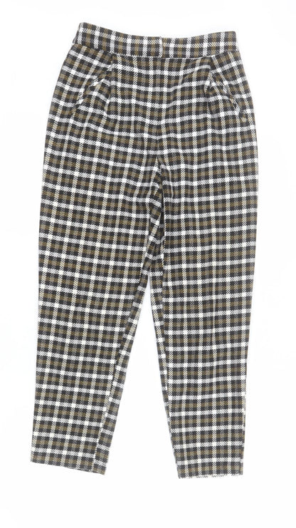 Topshop Womens Multicoloured Plaid Polyester Carrot Trousers Size 6 L25 in Regular Zip