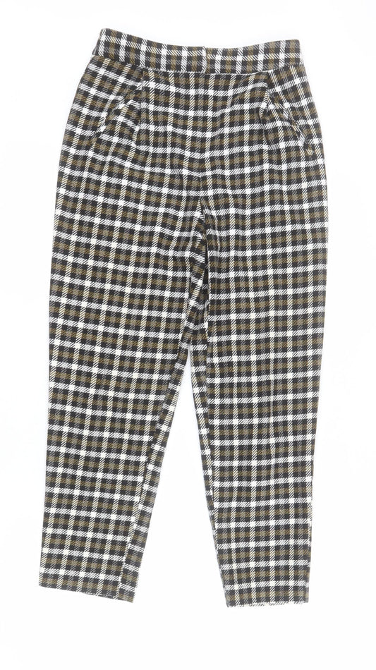 Topshop Womens Multicoloured Plaid Polyester Carrot Trousers Size 6 L25 in Regular Zip