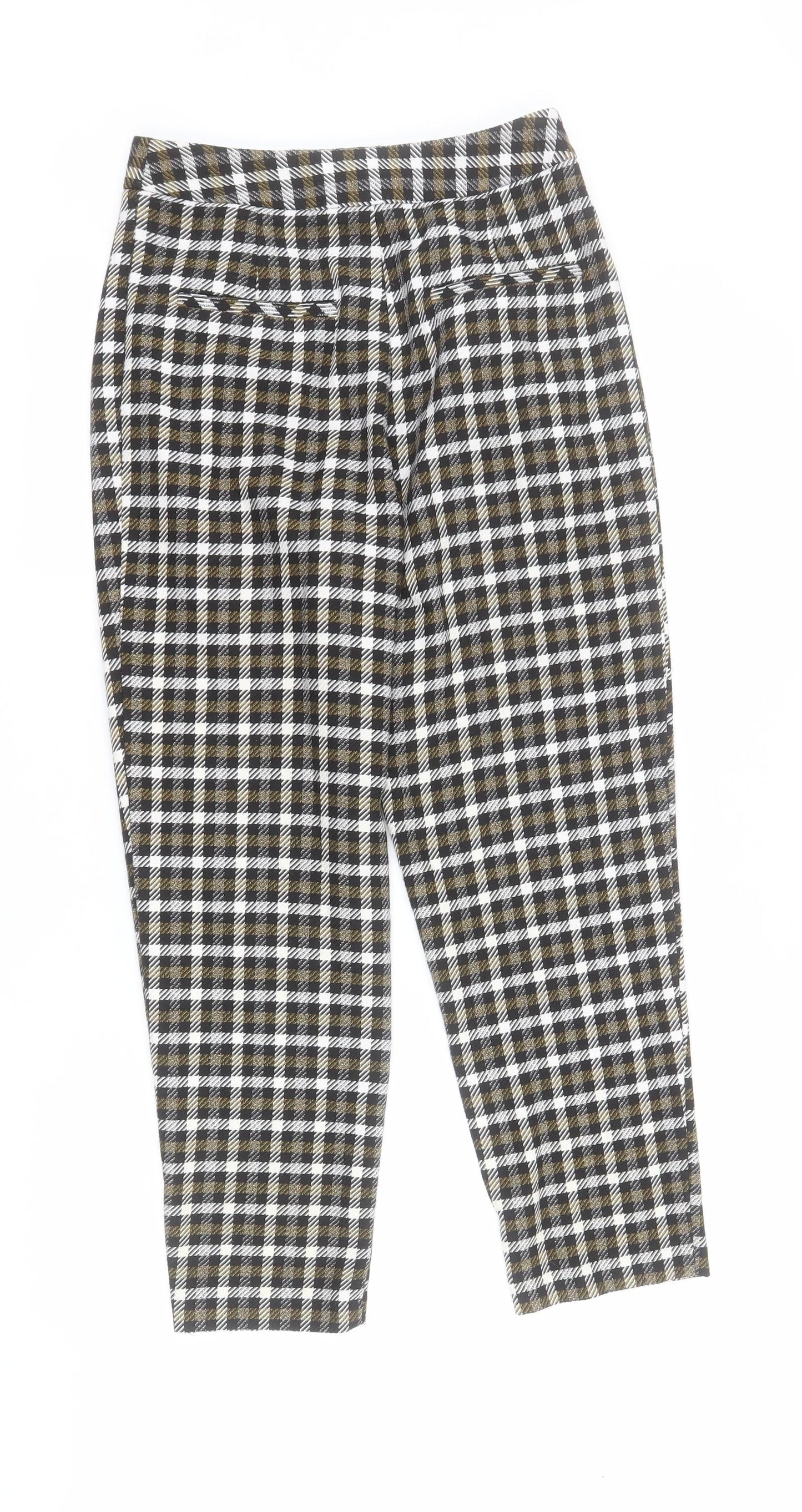 Topshop Womens Multicoloured Plaid Polyester Carrot Trousers Size 6 L25 in Regular Zip