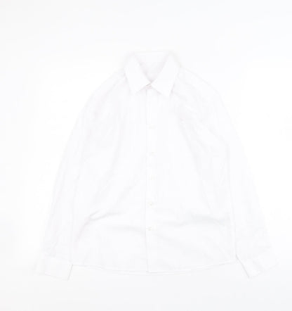Additional front view of George boys’ white polyester basic button-up, size 10-11, years collared button - school