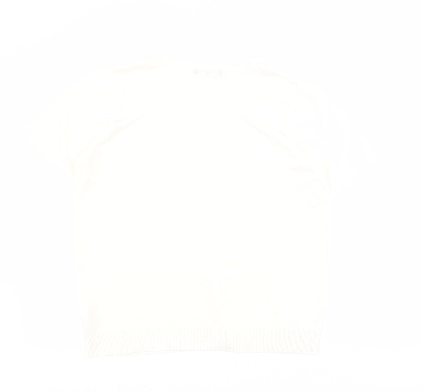 Bonmarche Womens White  Acrylic Basic T-Shirt Size 16 Round Neck