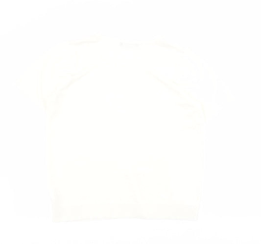 Bonmarche Womens White  Acrylic Basic T-Shirt Size 16 Round Neck