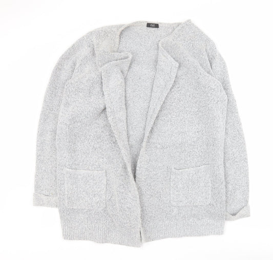 F&F Womens Grey V-Neck  Acrylic Cardigan Jumper Size 12