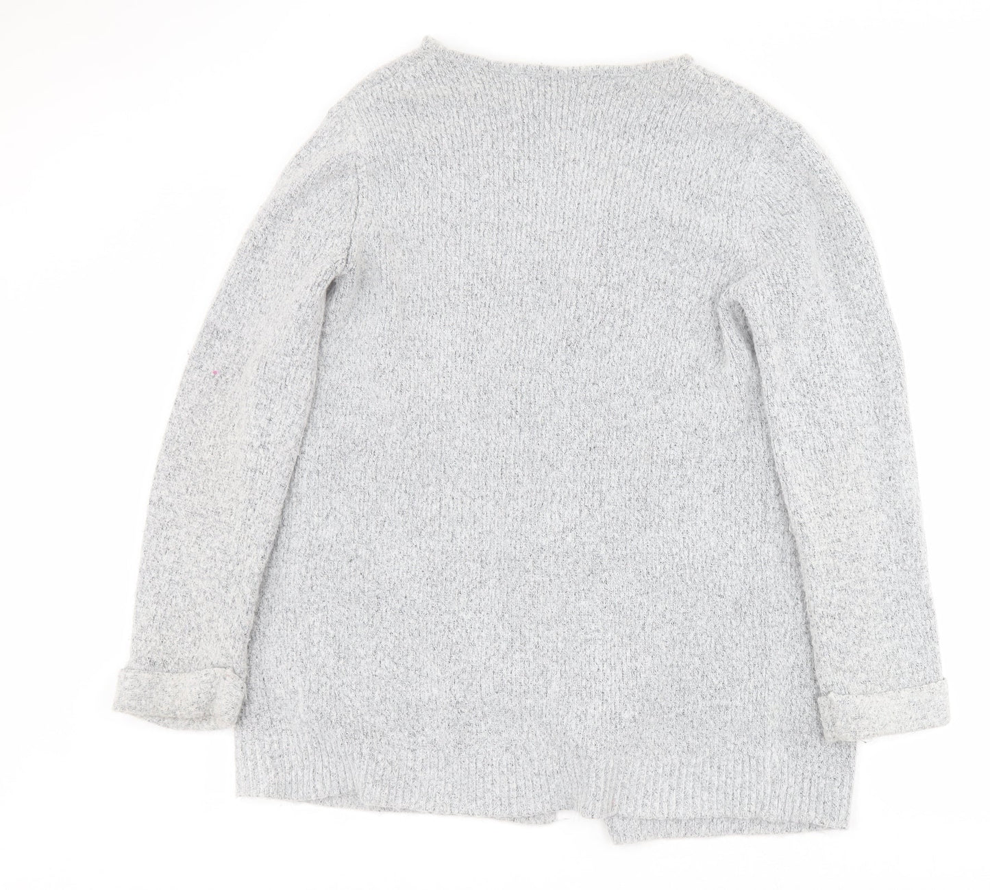 F&F Womens Grey V-Neck  Acrylic Cardigan Jumper Size 12