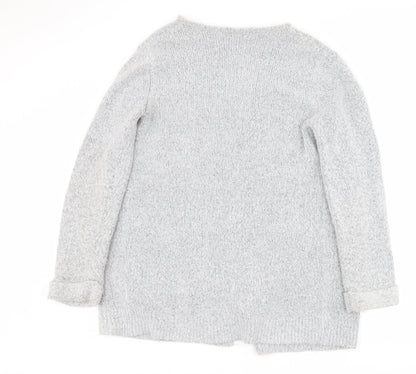 F&F Womens Grey V-Neck  Acrylic Cardigan Jumper Size 12